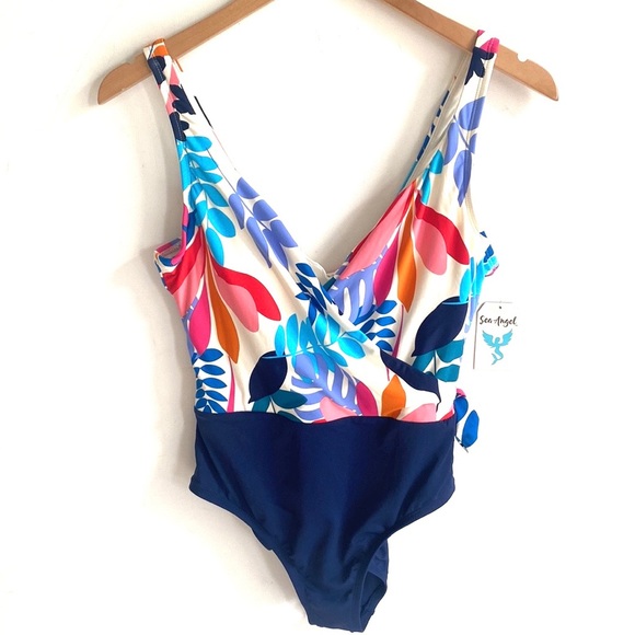 (B52) Sea Angel Floral One Piece bathing suit, Size Medium, NWT - Picture 5 of 15